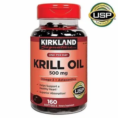 Омега-3 + фосфолипиды+ астаксантин Масло Kриля Kirkland 180шт из США