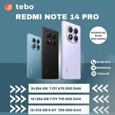 Redmi note 14 pro muddatli to'lovga