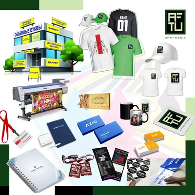 Poligrafiya vizitka flayer bejik futbolka kepka