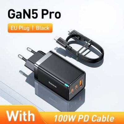 Новая запечатанная зарядка Baseus 65W gan5 Pro 3 в 1 с кабелем 100W