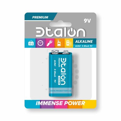 Батарейки Крона ЭTALON Alkaline PREMIUM 6LR61 (9V) 1*BL