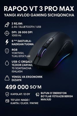 Gaming sichqoncha Premium texnika Gamerlar uchun