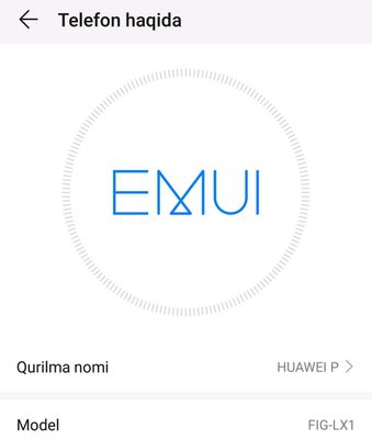 Qurilma somi:Huawei P Smart Model:FIG-LX1 EMUI