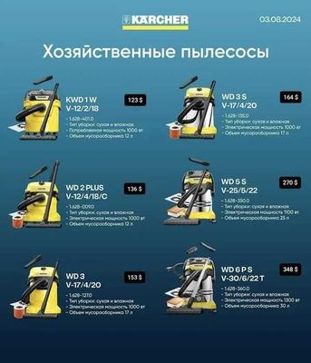 Хозяйственный пылесосы KARCHER KWD/WD 1~6 +доставка по городу !