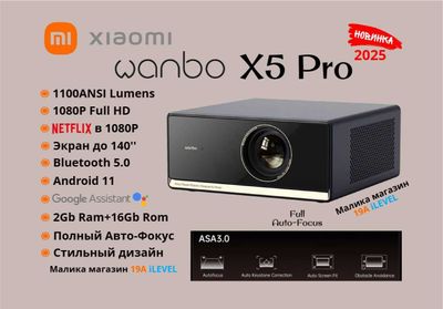 Новинка! Проектор Xiaomi Wanbo X5 Pro 1100Ansi Lumens Android 11