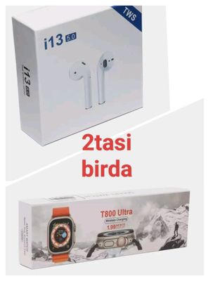 Smart Watch T800 Ultra va AirPods i13 TWS quloqchinlari