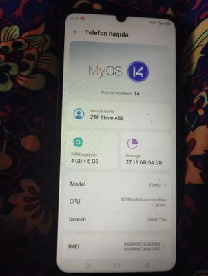 ZTE BLADE A55 sotiladi arzon