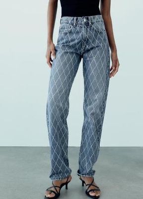 ZARA Женские джинсы со стразами