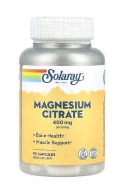 Solaray magnesium citrate. Магний ситрат 400мг 90 капсул