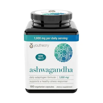 Youtheory Ashwagandha 180 капсулы Ашваганда
