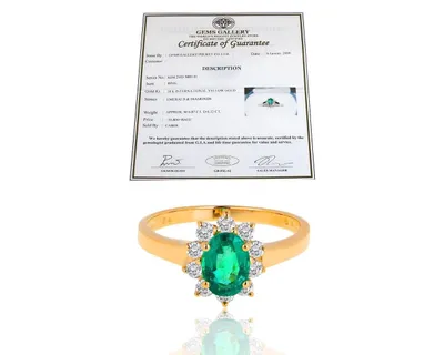 Золотое кольцо с изумрудом и бриллиантами