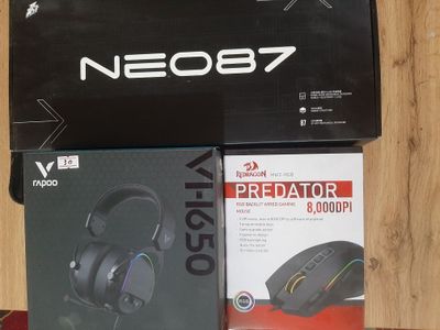 Игровая механическая клавиатура, мышка, наушники (RGB) + коврик