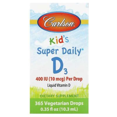 Carlson, D3, Kids Super Daily D3, 10 мкг (400 МЕ), 10,3 мл