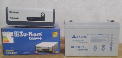 Инвертор Su-Kam Falcon+ 1100 с аккумулятором Jalon 12V 100Ah.