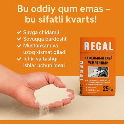 REGAL kafel uchun kuchaytirilgan kley – 25 kg sifatli kva