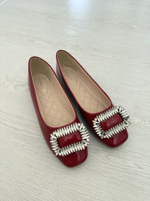 НОВЫЕ лакированные балетки с камнями, женские, красные