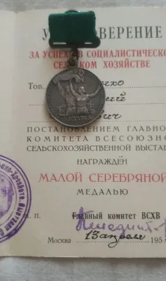 Малая серебрянная медаль ВДНХ.