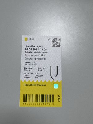 Jenefer Lopez konsertiga bilet bor yonma yon