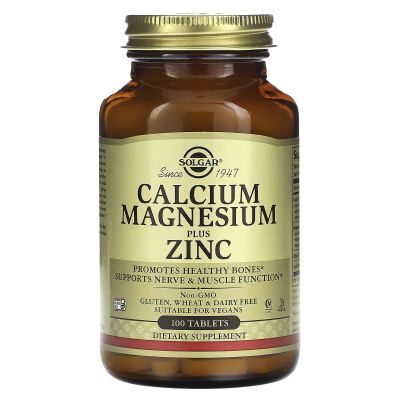 Витамины Кальций, магний, цинк, Calcium Solgar, 1