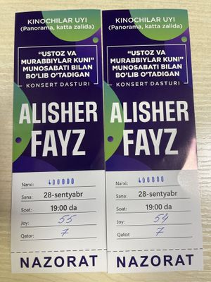 Alisher Fayz Konsert dasturi