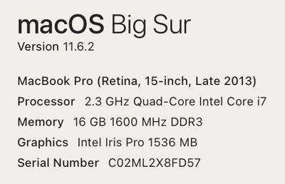 Macbook Pro 2013