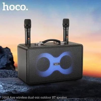 Мощный Караоке Колонка Hoco HA8 40w с двумя микрафоном ( new 2025 )