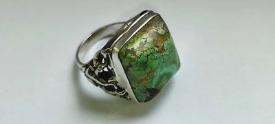 Кольцо серебряное мужское с камнем БИРЮЗА разм.21