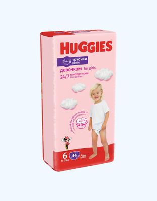 Трусики Huggies для девочек и мальчиков, 6 размер, 15-25 кг, 44 штуки