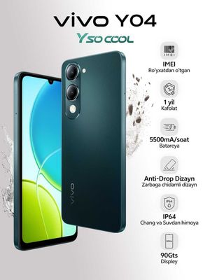 Vivo Y04 muddatli va naxtga savdo mavjud Texnomart !