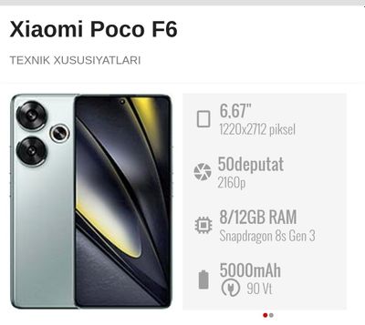 Poco f6 xolati ideal