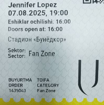 Jennifer Lopez konsertiga 2ta bilet bor