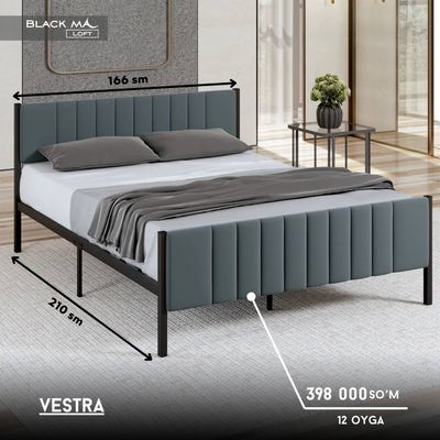 VESTRA zamonaviy yumshoq panelli metall krovat