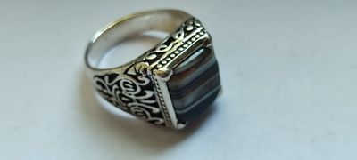Кольцо серебряное с камнем АГАТ, разм.19
