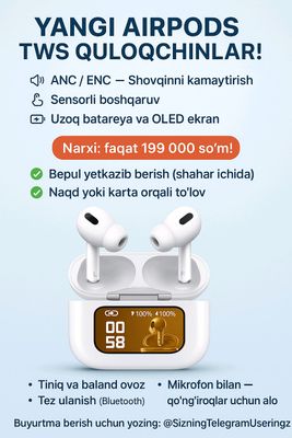 yangi turdagi ekran sensorli airpodslar