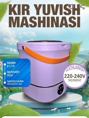 Mini kir yuvish mashinasi. Hajmi 8 l.