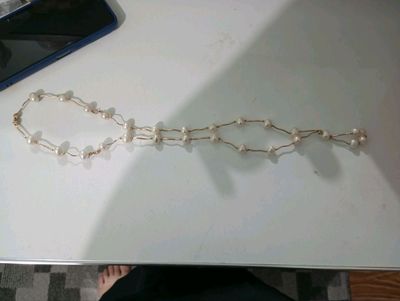 Позолоченое колье и браслет с жемчугом