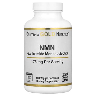 California Gold Nutrition NMN, НМН, NAD+, НАД+. 180 раст. капсул