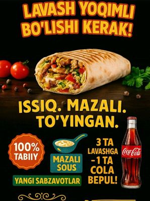 lavash buyurtma asosida tayyorlab beriladi