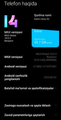 REDMI not 9S sotiladi xolati yaxshi
