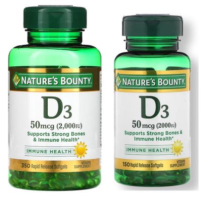 Витамин Д3, Vitamin D-3, Nature's Bounty, 50 мкг (2000 МЕ), 300 капсу