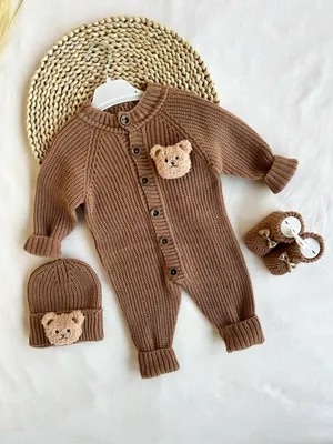 Ayiqchalik Lux to‘qimali kombinezon + shapka