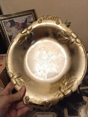 Металлическая старинная фруктовница, хлебница