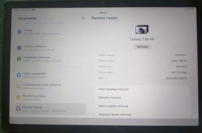 Galaxy Tab A8 plansheti