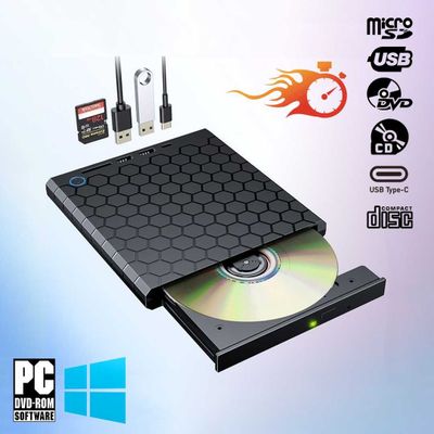 Внешний DVD/CD дисковод с быстрым подключением (USB -Type-C, microSD)