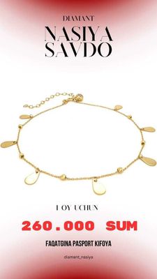 Tilla zanjir oyoq uchun "Gentle Raindrops"