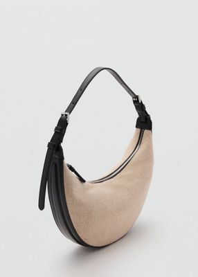 MANGO. Испания. Овальная льняная сумка
