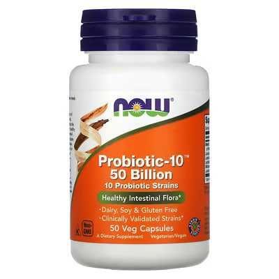 NOW Foods, Probiotic-10, 50 млрд, Пробиотик 50 млрд