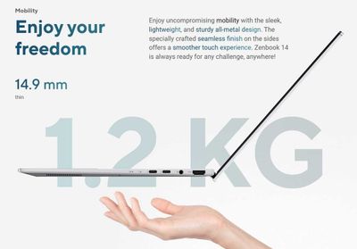 ASUS Zenbook 14 OLED 3K 120Гц Intel® Core™ Ultra 9 16ГБ ОЗУ 1ТБ M.2