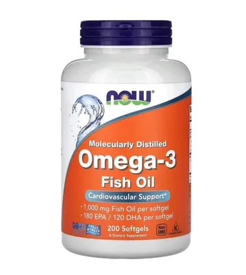 Now omega 3 Рыбий жир с омега-3 1000 мг 180 ЭПК 120 ДГК 200 мягких таб