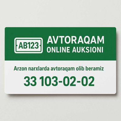 AVTORAQAM online auksionidan siz xoxlagan raqamni olib beramiz!